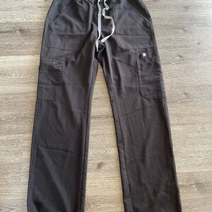 Figs Black Cargo Pants with Drawstring Waist